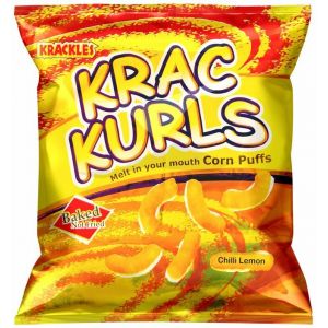 KRAC KURLS CHILLI LEMON CORN PUFFS 48X25G - Bulkbox Wholesale
