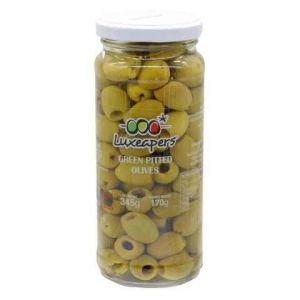 LUXEAPERS PITTED GREEN OLIVES 3X345G - Bulkbox Wholesale