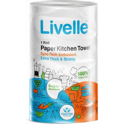 LIVELLE KITCHEN TOWEL SINGLES WHITE 20X1S - Bulkbox Wholesale