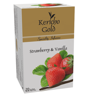 KERICHO GOLD SPECIALITY INFUSIONS STRAWBERRY & VANILLA ENVELOPE TEA BAGS 6X  20'S - Bulkbox Wholesale